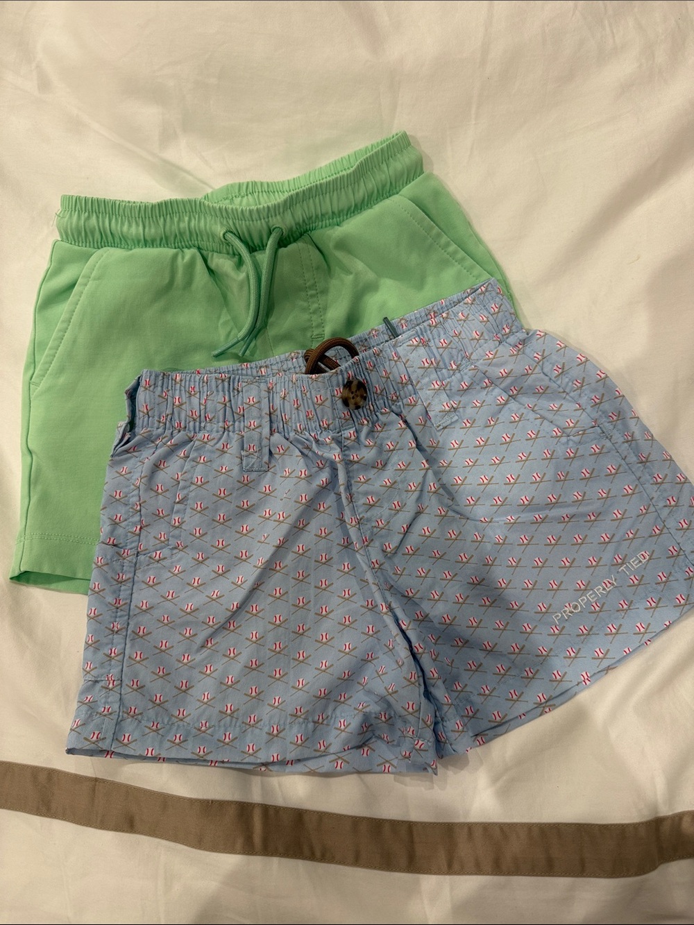 Properly Tied - Light Blue Patterned Shorts + Mint Green Shorts